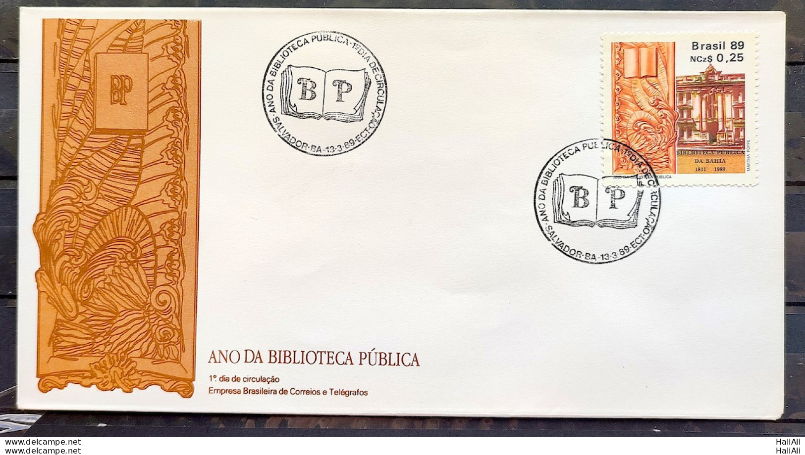 Brazil Envelope FDC 463 1989 Library Publics Bahia Literature EDUCATION CBC BA 01 - FDC