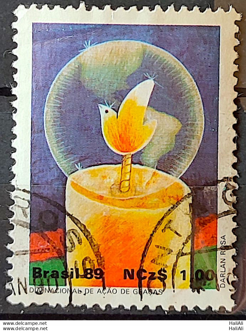 C 1660 Brazil Stamp Thanksgiving Day Dove Bird Candle 1989 Circulated 5 - Oblitérés