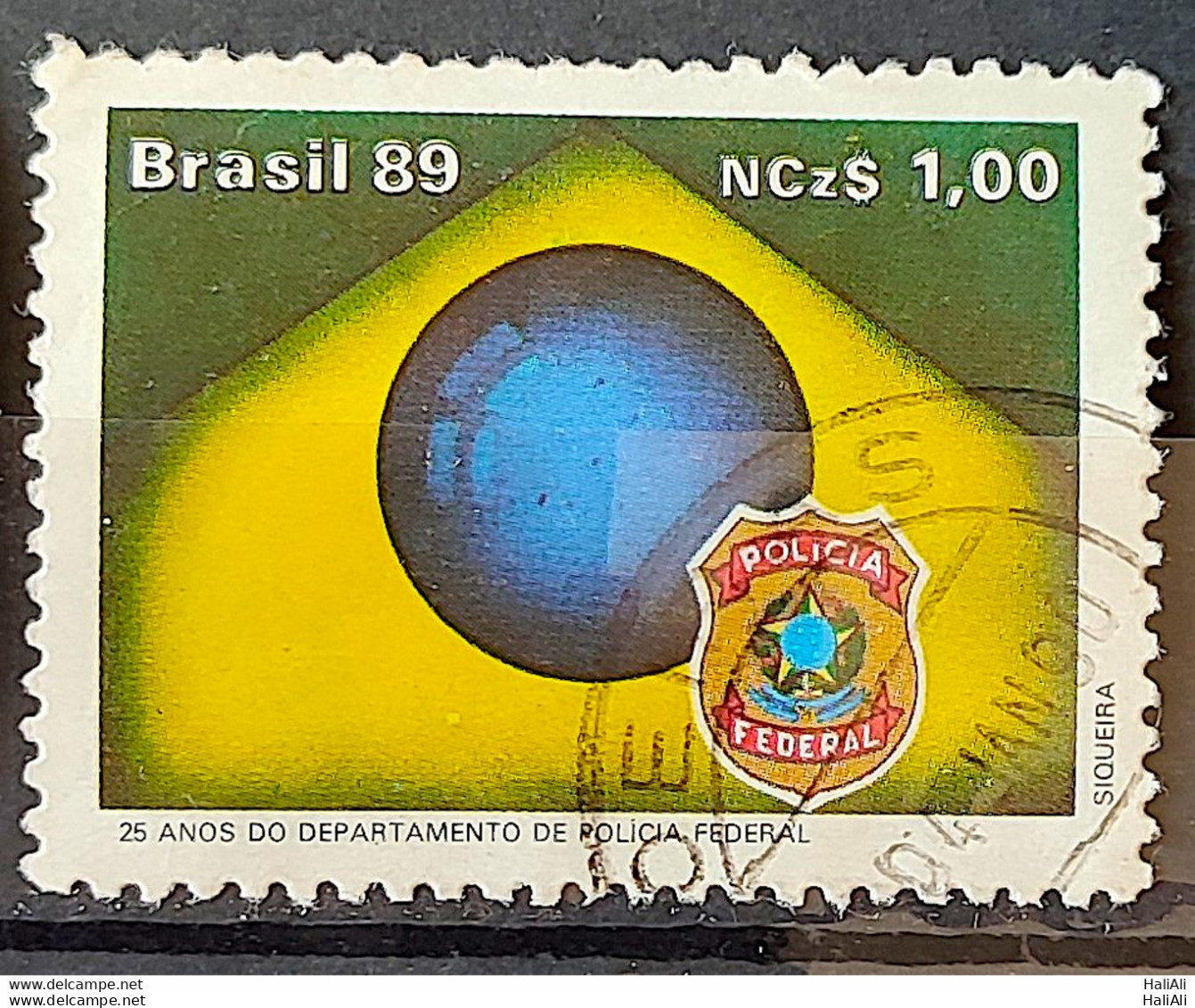 C 1656 Brazil Stamp 25 Years Federal Police Department Flag Military 1989 Circulated 2 - Used Stamps