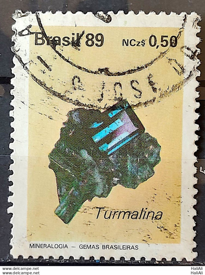 C 1639 Brazil Stamp Brazilian Gems Stone Semi Precious Tourmaline Jewelry 1989 Circulated 7 - Usados