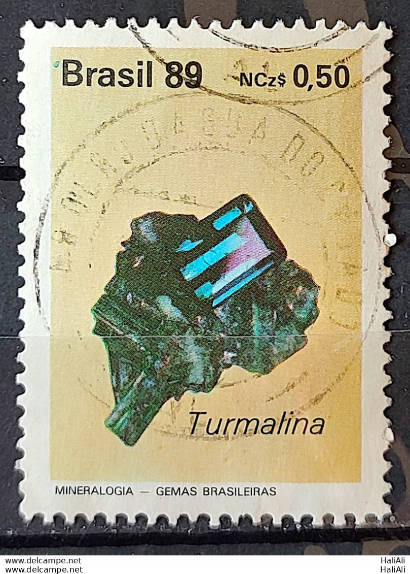 C 1639 Brazil Stamp Brazilian Gems Stone Semi Precious Tourmaline Jewelry 1989 Circulated 4 - Oblitérés