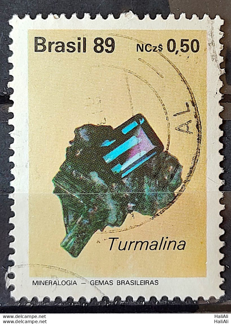 C 1639 Brazil Stamp Brazilian Gems Stone Semi Precious Tourmaline Jewelry 1989 Circulated 3 - Usati