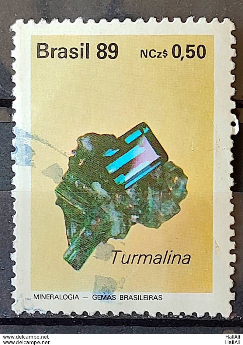 C 1639 Brazil Stamp Brazilian Gems Stone Semi Precious Tourmaline Jewelry 1989 Circulated 6 - Oblitérés