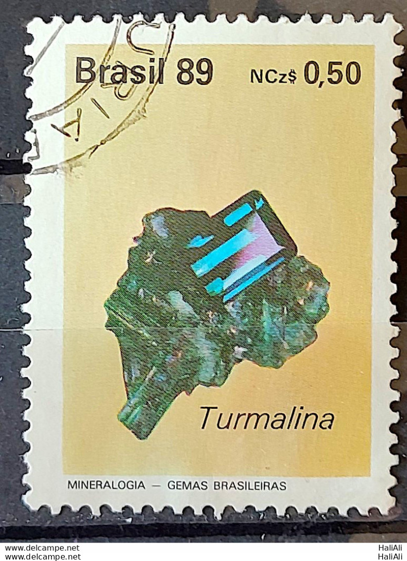 C 1639 Brazil Stamp Brazilian Gems Stone Semi Precious Tourmaline Jewelry 1989 Circulated 5 - Oblitérés