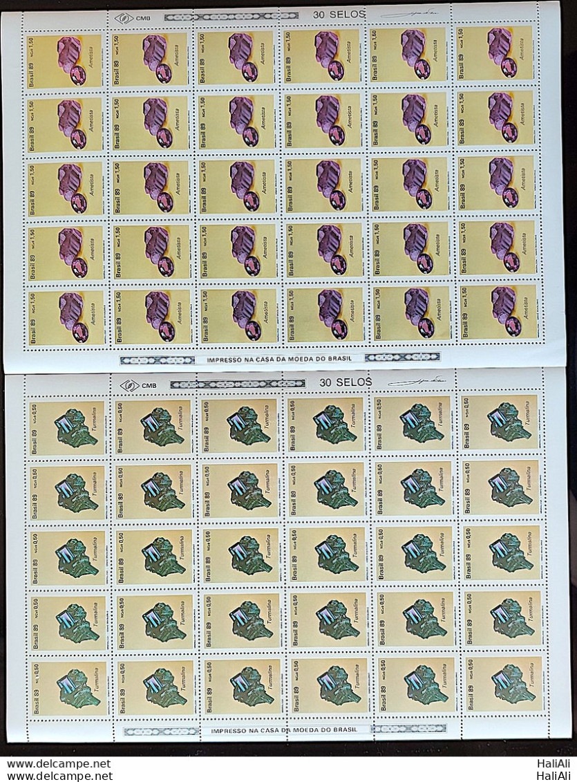 C 1639 Brazil Stamp Brazilian Gems Stone Semi Precious Tourmaline Amethyst Jewelry 1989 Sheet Complete Series - Unused Stamps