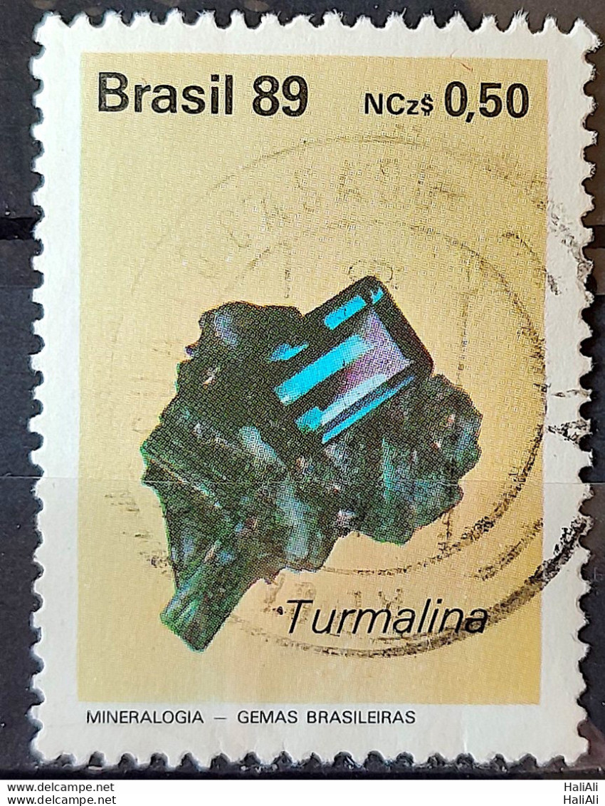 C 1639 Brazil Stamp Brazilian Gems Stone Semi Precious Tourmaline Jewelry 1989 Circulated 2 - Gebraucht