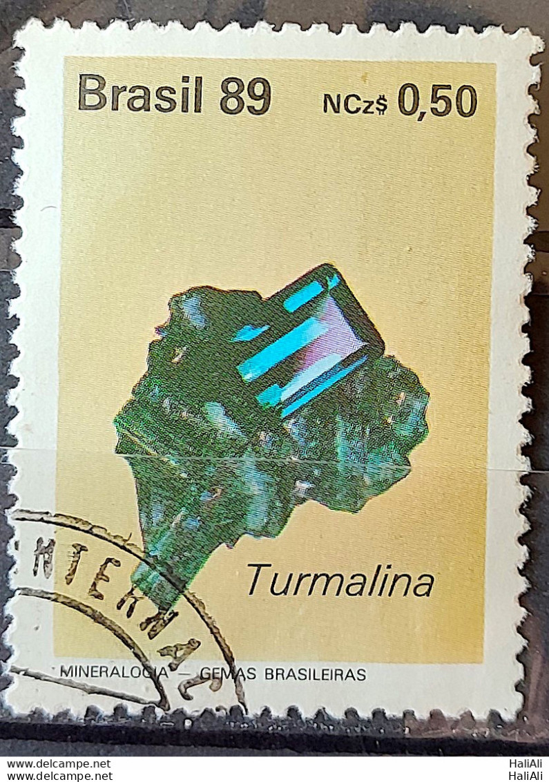 C 1639 Brazil Stamp Brazilian Gems Stone Semi Precious Tourmaline Jewelry 1989 Circulated 1 - Usados