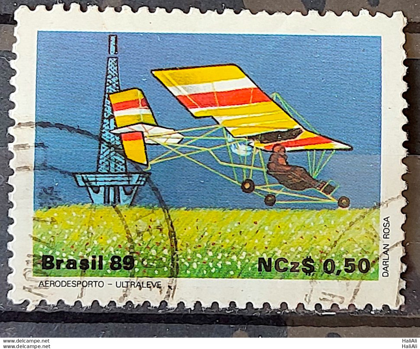 C 1636 Brazil Stamp 80 Years Old Flight Dumont Airplane Ultraleve 1989 Circulated 8 - Used Stamps