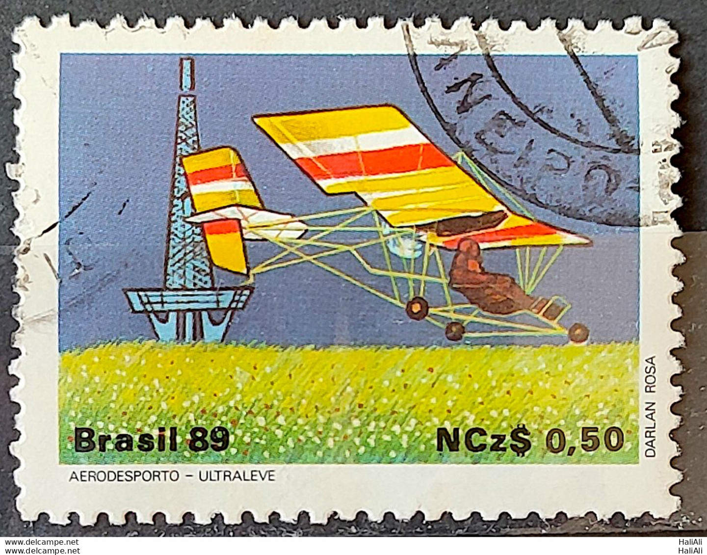 C 1636 Brazil Stamp 80 Years Old Flight Dumont Airplane Ultraleve 1989 Circulated 7 - Used Stamps