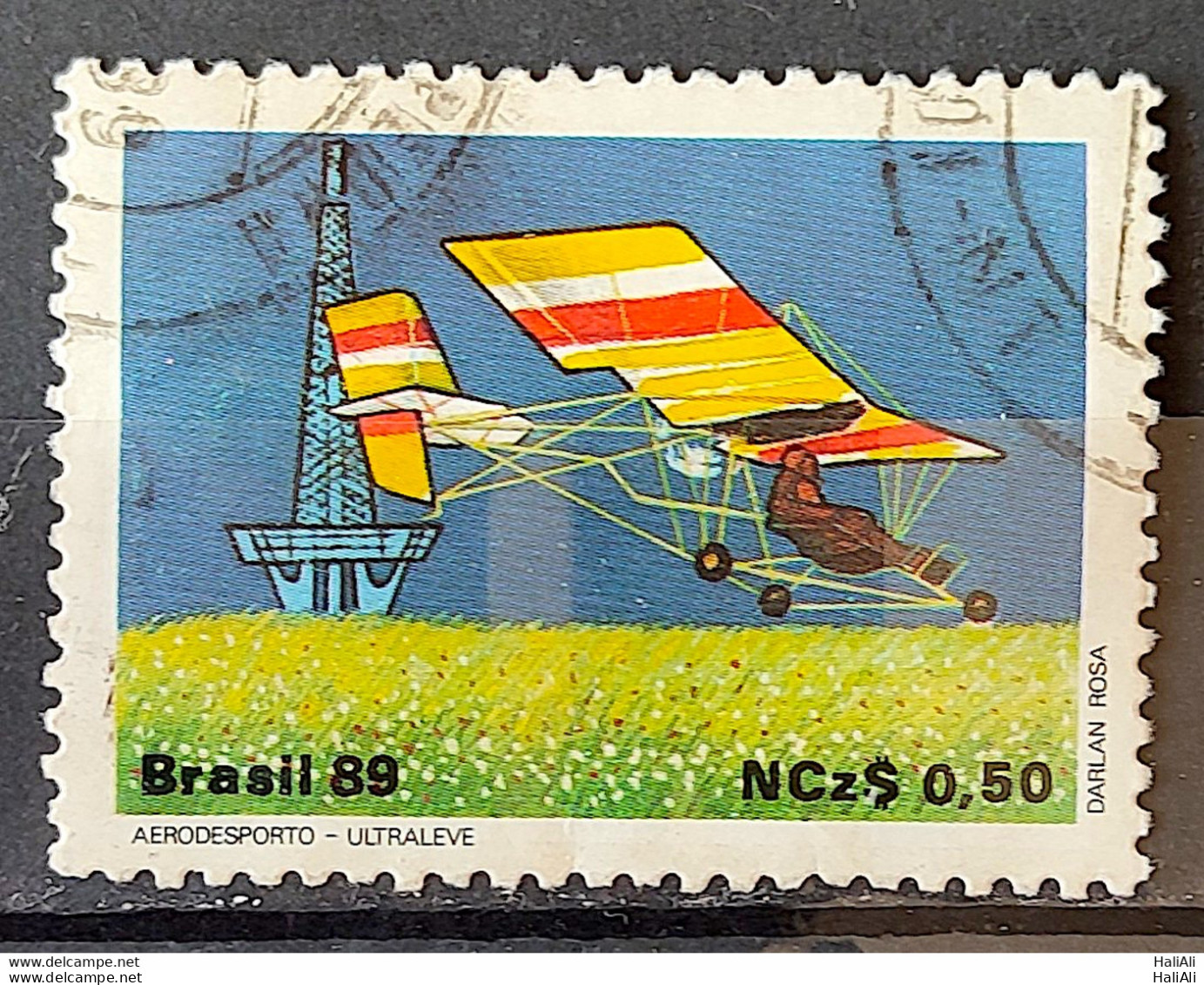 C 1636 Brazil Stamp 80 Years Old Flight Dumont Airplane Ultraleve 1989 Circulated 6 - Used Stamps