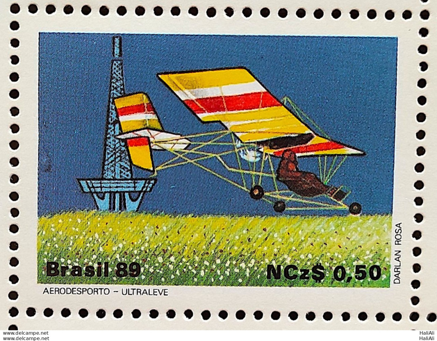 C 1636 Brazil Stamp 80 YEARS FLIGHT SANTOS DUMONT Ultralight Airplane 1989 - Unused Stamps