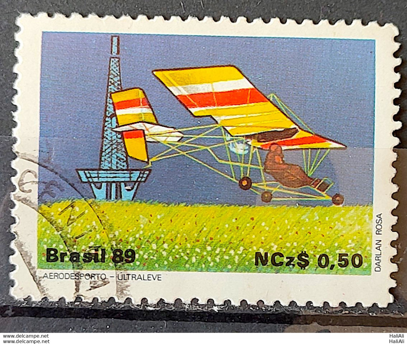 C 1636 Brazil Stamp 80 Years Old Flight Dumont Airplane Ultraleve 1989 Circulated 5 - Used Stamps