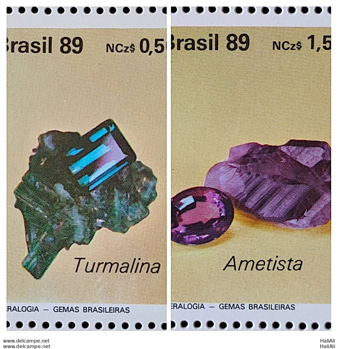 C 1639 Brazil Stamp Brazilian Gems Stone Semi Precious Tourmaline Amethyst Jewelry 1989 Complete Series - Neufs