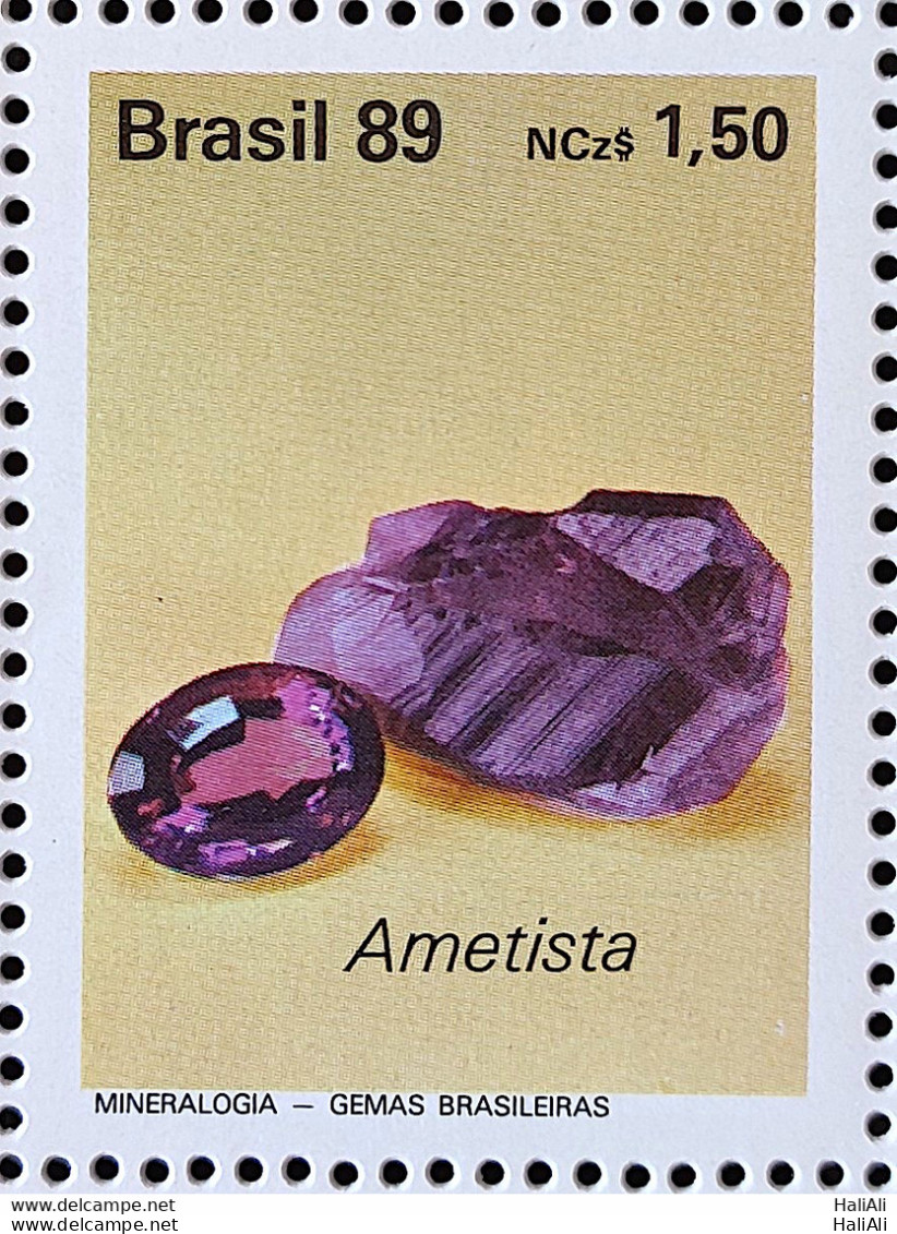 C 1639 Brazil Stamp Brazilian Gems Stone Semi Precious Tourmaline Amethyst Jewelry 1989 Complete Series - Neufs