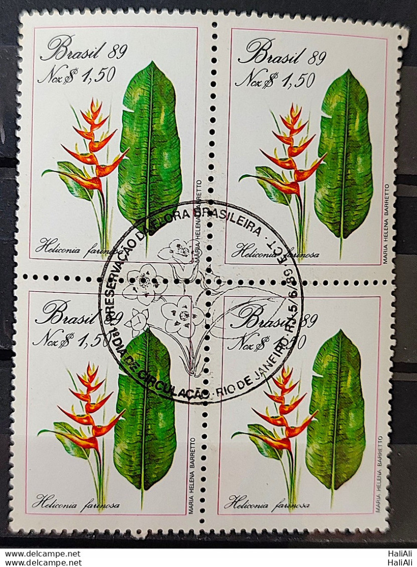 C 1633 Brazil Stamp Of Preservation Of The Environment Flora 1989 Block Of 4 CBC RJ - Ongebruikt