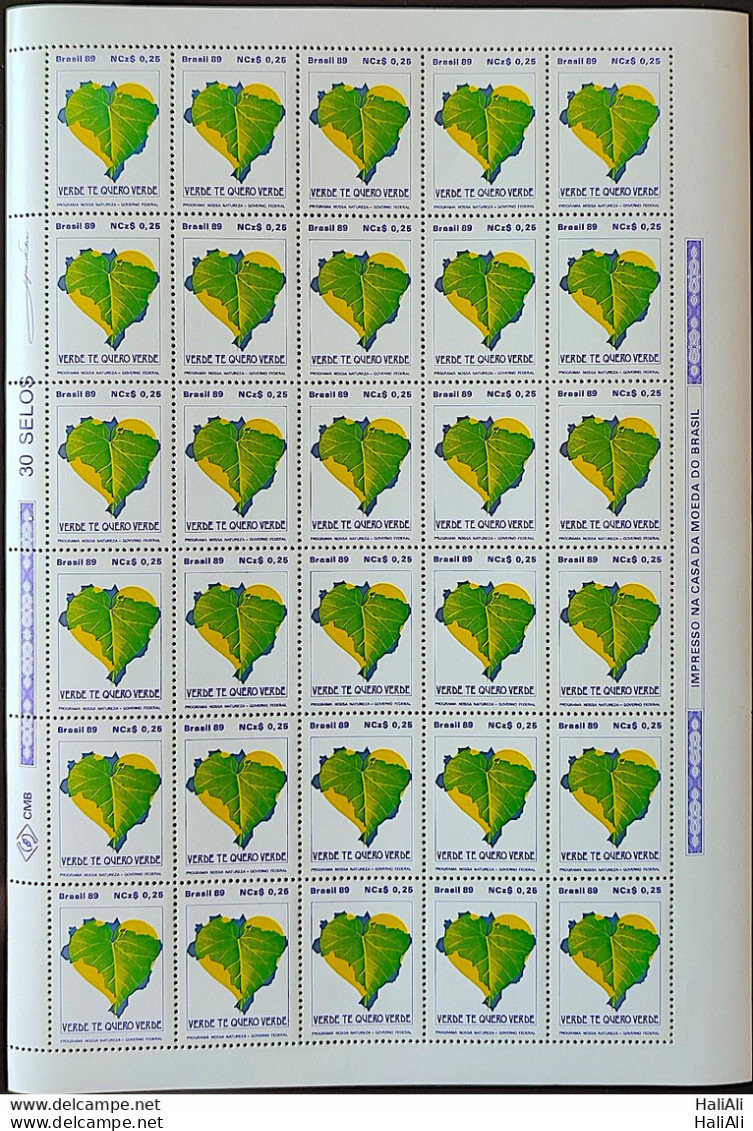 C 1626 Brazil Stamp Program Our Nature Map Heart 1989 Sheet - Neufs