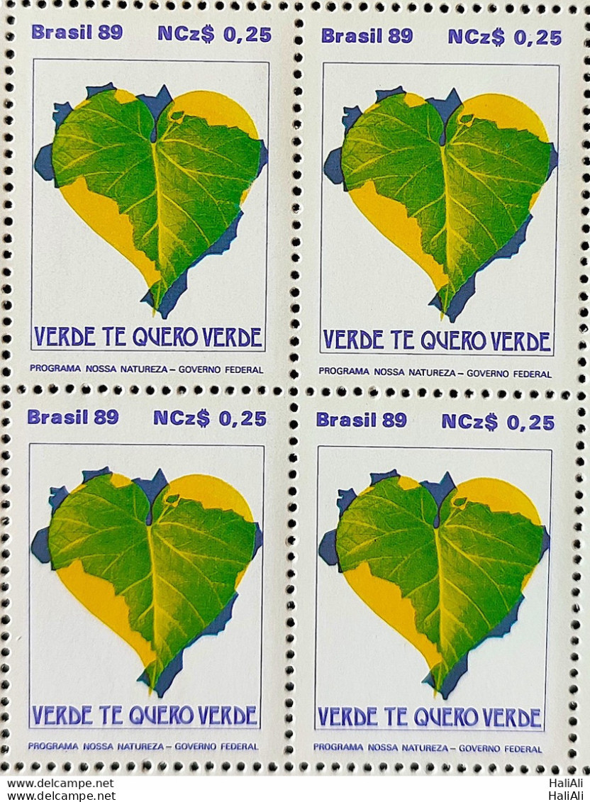 C 1626 Brazil Stamp Program Our Nature Map Heart 1989 Block Of 4 - Neufs