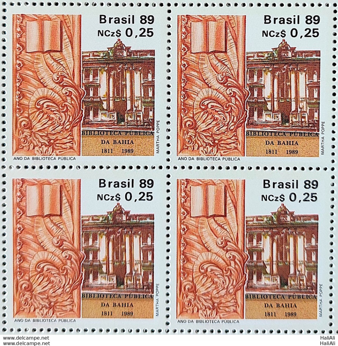 C 1620 Brazil Stamp Year Of The Education Education Library 1989 Block Of 4 - Neufs