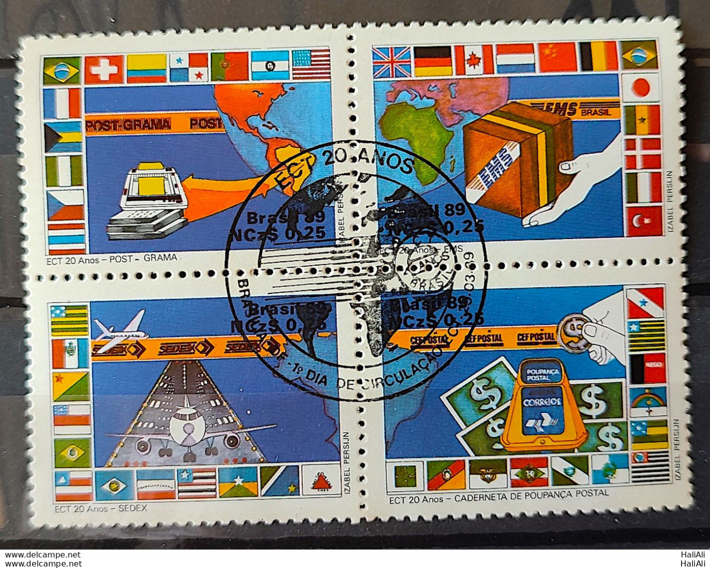 C 1621 Brazil Stamp 20 Years Of ECT Postal Postal Service Flag Map 1989 CBC Brasilia - Ongebruikt