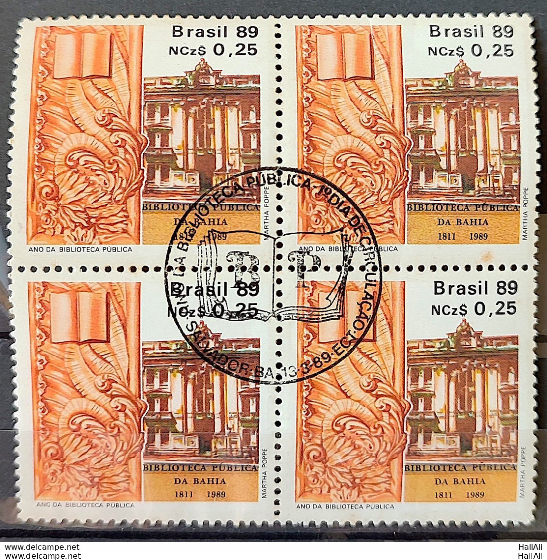 C 1620 Brazil Stamp Year Of The Education Education Library 1989 Block Of 4 CBC Brasilia - Neufs