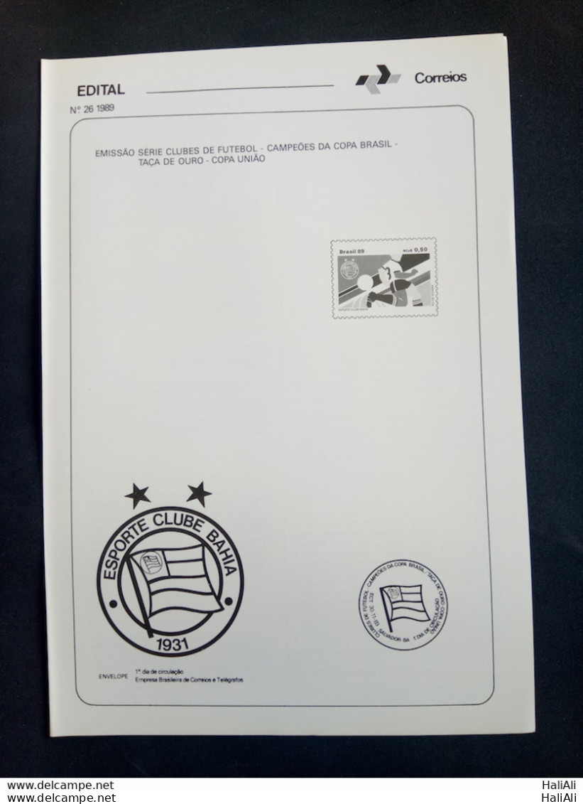 Brochure Brazil Edital 1989 26 FOOTBALL CUPS COPA UNIAO Sports Without Stamp - Lettres & Documents