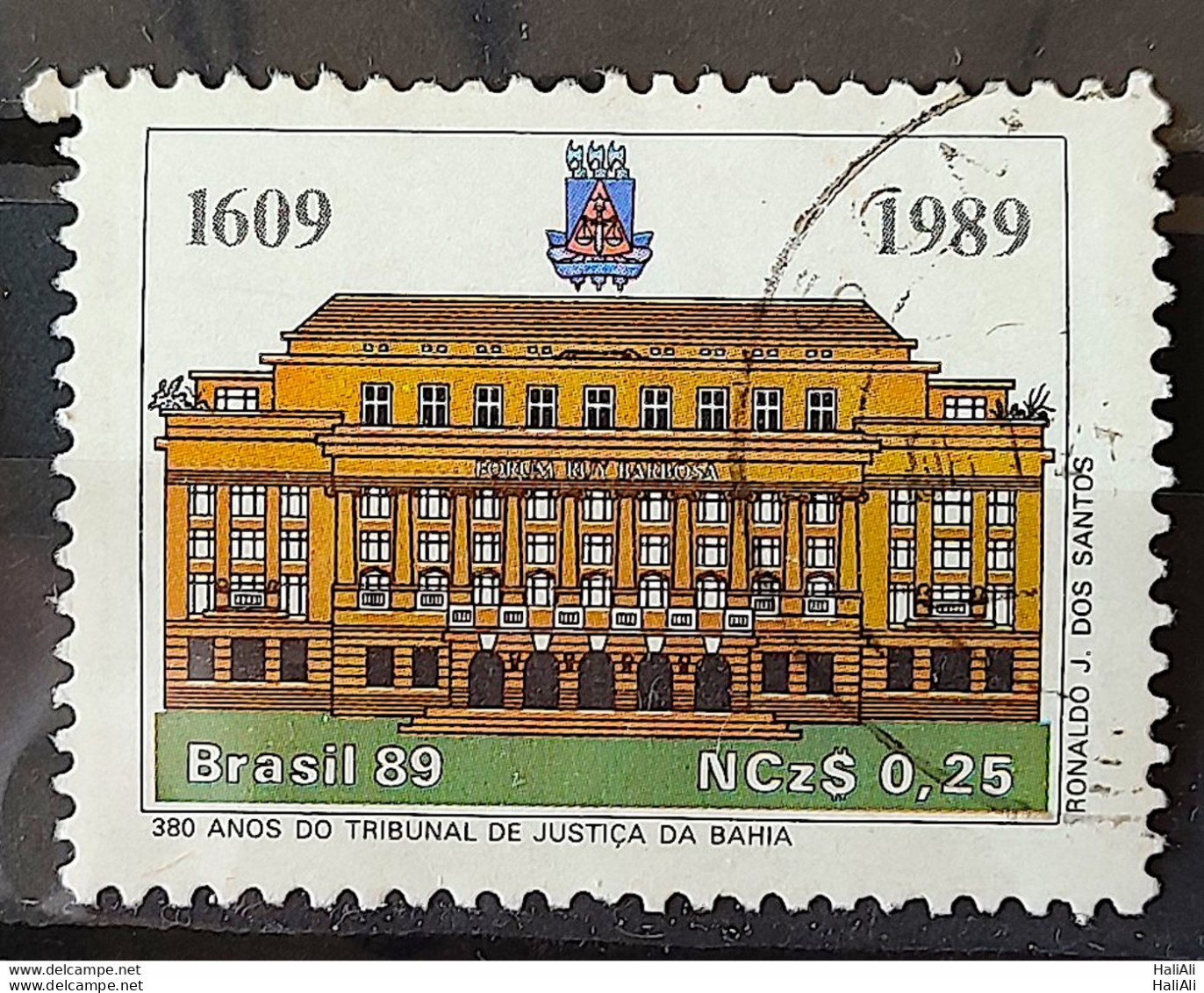 C 1619 Brazil Stamp 380 Years Court Of Justice Of Bahia Law 1989 Circulated 5 - Usati