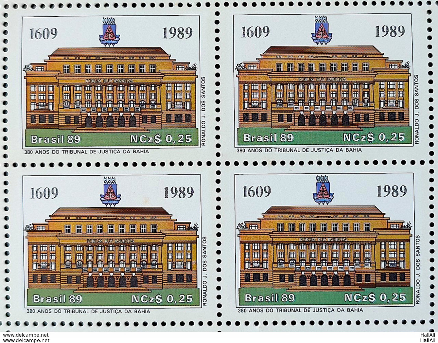 C 1619 Brazil Stamp 380 Years Court Of Justice Of Bahia Law 1989 Block Of 4 - Ungebraucht