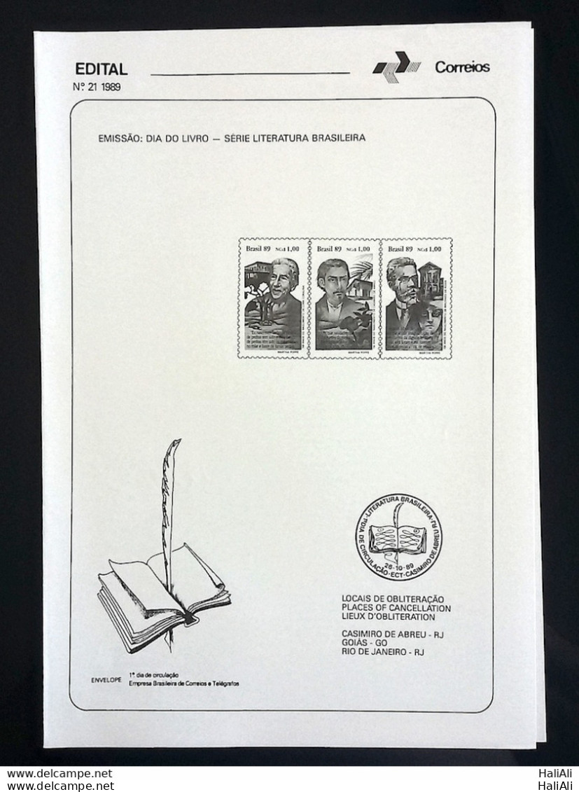 Brochure Brazil Edital 1989 21 Day Book Brazilian Literature Machado De Assis Without Stamp - Lettres & Documents