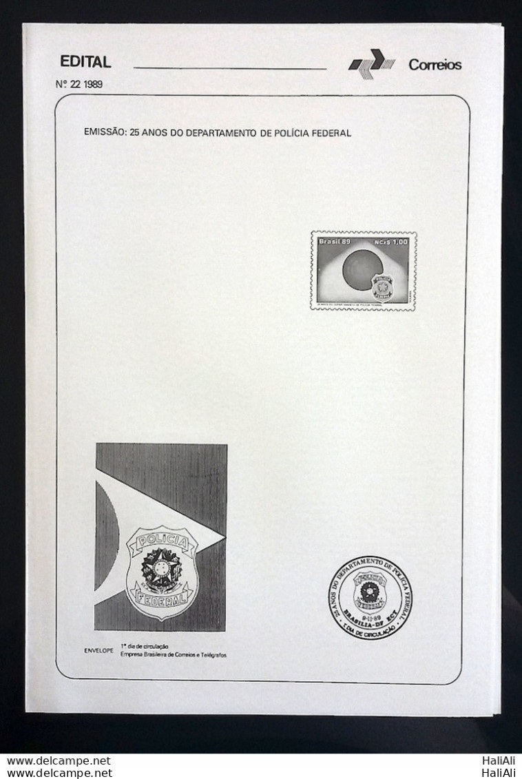 Brochure Brazil Edital 1989 22 Federal Police Without Stamp - Cartas & Documentos