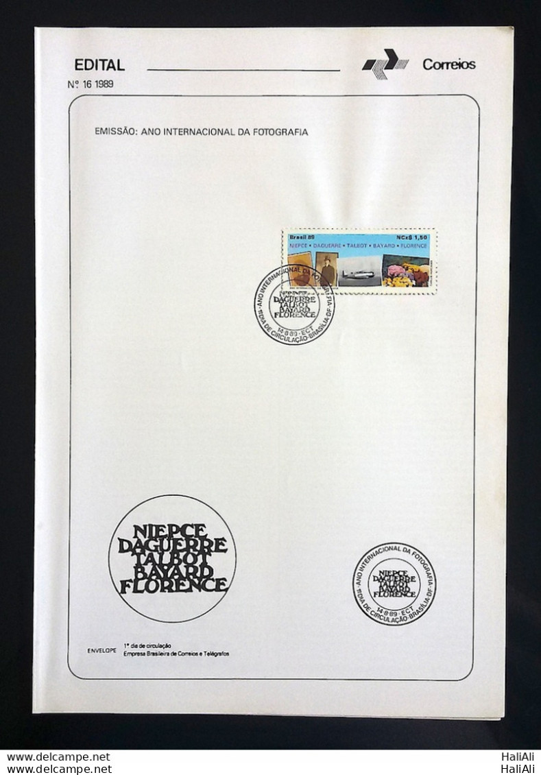 Brochure Brazil Edital 1989 16 International Year Photography With Stamp CBC DF Brasília - Covers & Documents