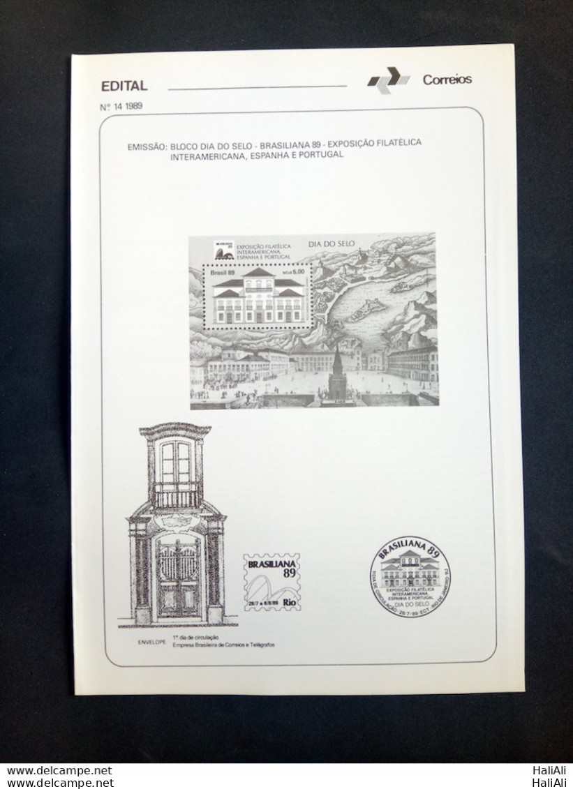 Brochure Brazil Edital 1989 14 BRASILIANA Stamp Day Spain Portugal Without Stamp - Covers & Documents