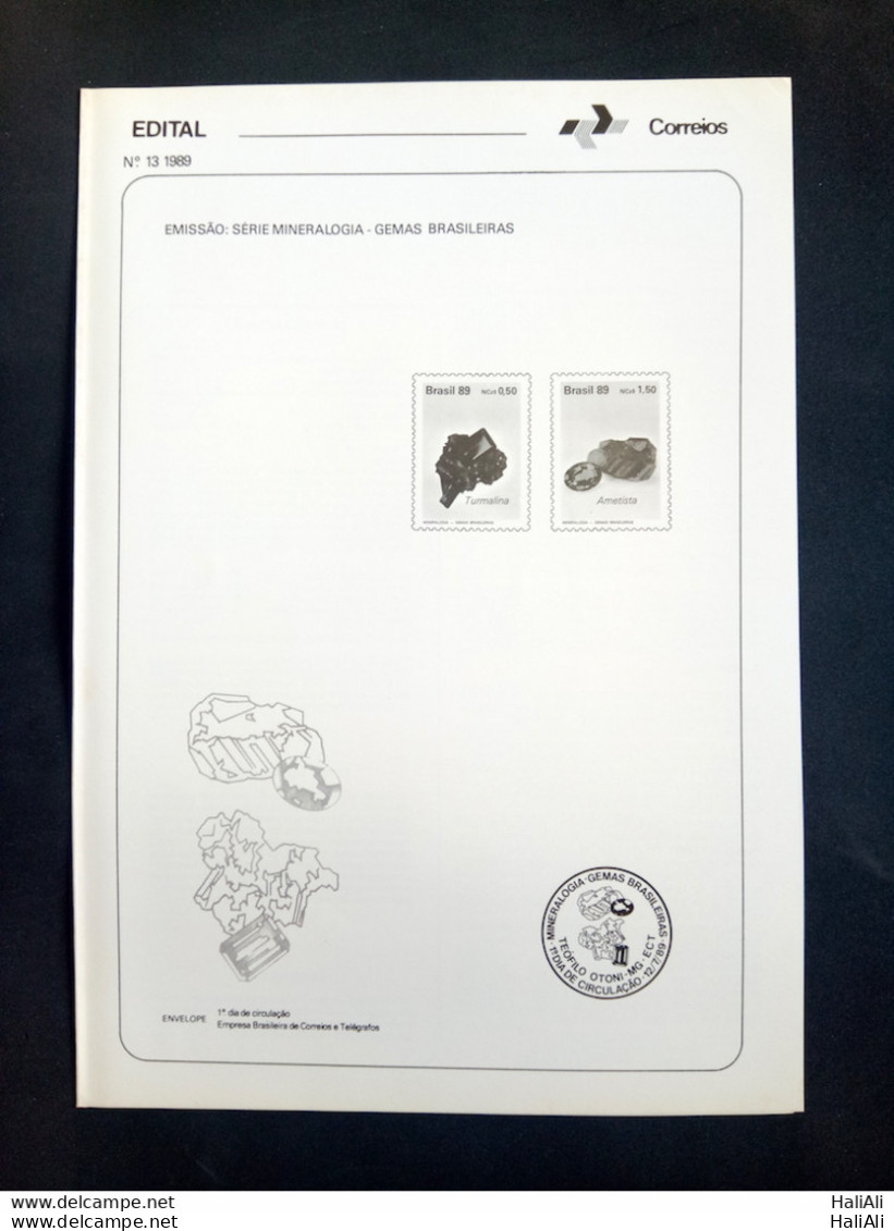 Brochure Brazil Edital 1989 13 Brazilian Gems Mineral Economy Without Stamp - Covers & Documents