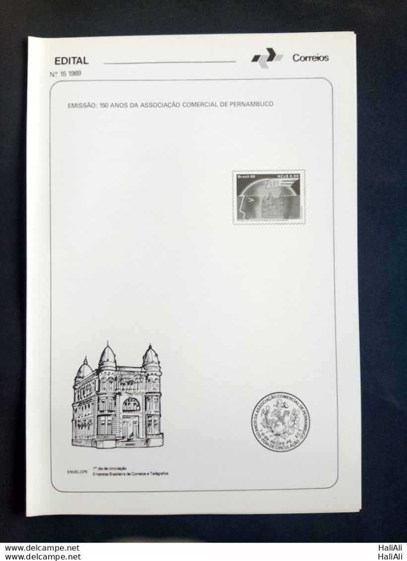 Brochure Brazil Edital 1989 15 Commercial Association Pernambuco Without Stamp - Lettres & Documents