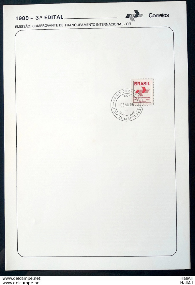 Brochure Brazil Edital 1989 03 Proof Of International Franchise With Stamp CPD SP - Lettres & Documents