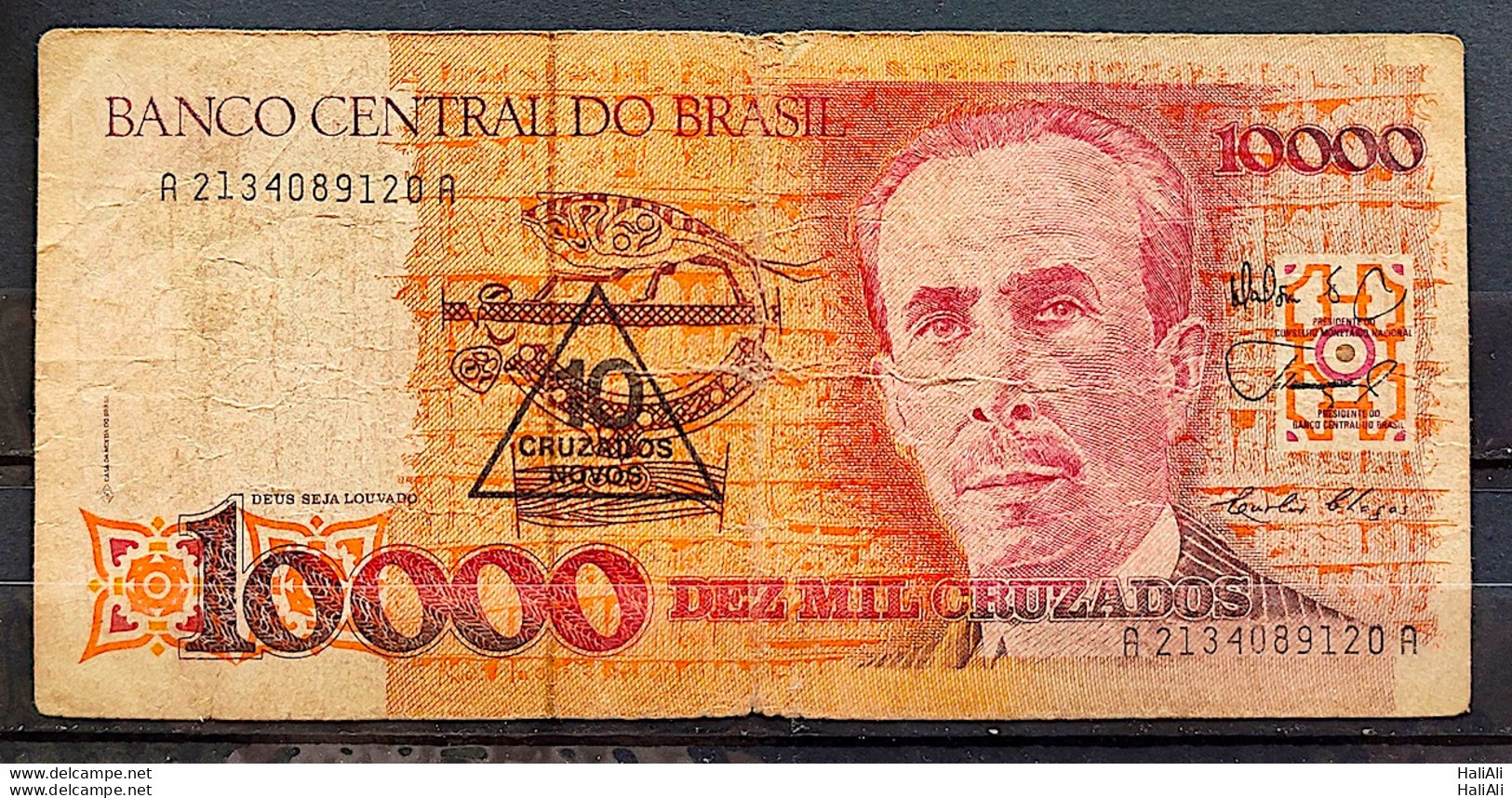 Banknote C 202 10 Cruzados Carlos Chagas Science 1989 MBC 9120 - Brazil