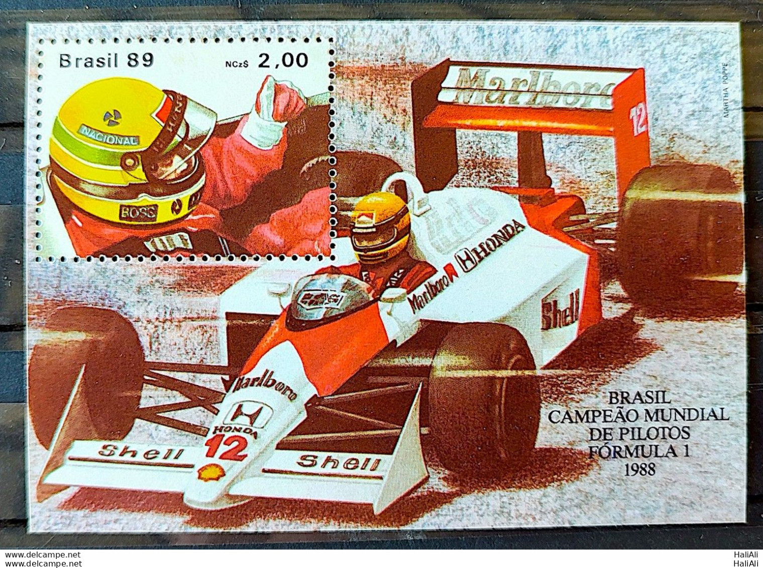 B 79 Brazil Stamp Ayrton Senna Formula 1 Sport Car 1989 Verso 2 - Unused Stamps