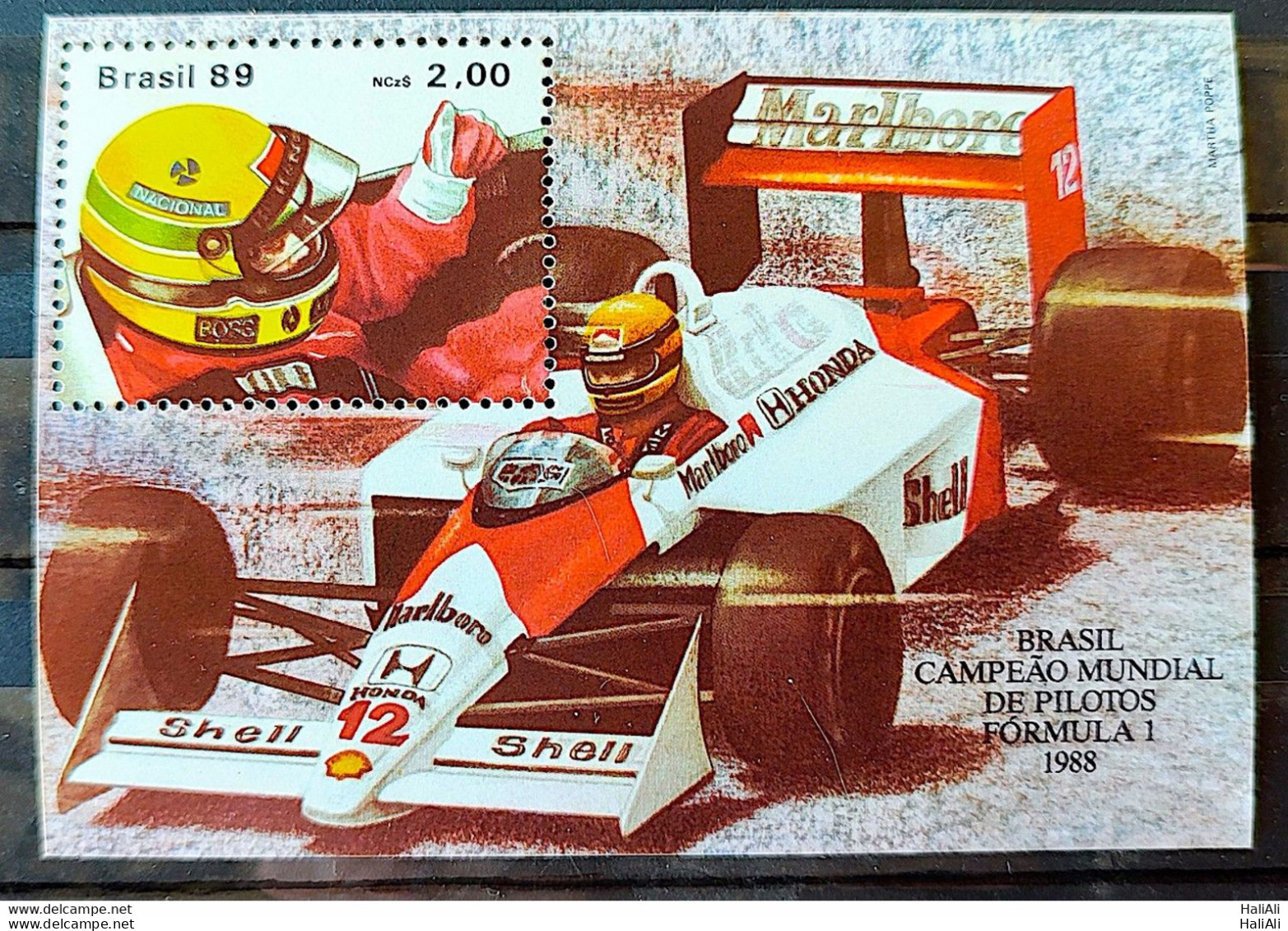 B 79 Brazil Stamp Ayrton Senna Formula 1 Sport Car 1989 Verso 1 - Ungebraucht
