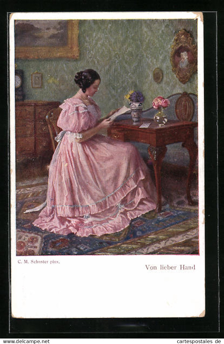 Künstler-AK M. Munk Nr. 1130: Von Lieber Hand, Frau Mit Brief Am Tisch  - Autres & Non Classés