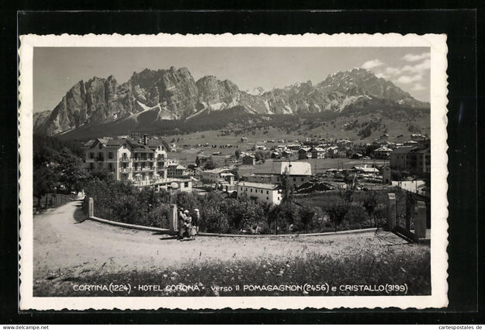 Cartolina Cortina, Hotel Corona Verso Il Pomagagnon E Cristallo  - Other & Unclassified