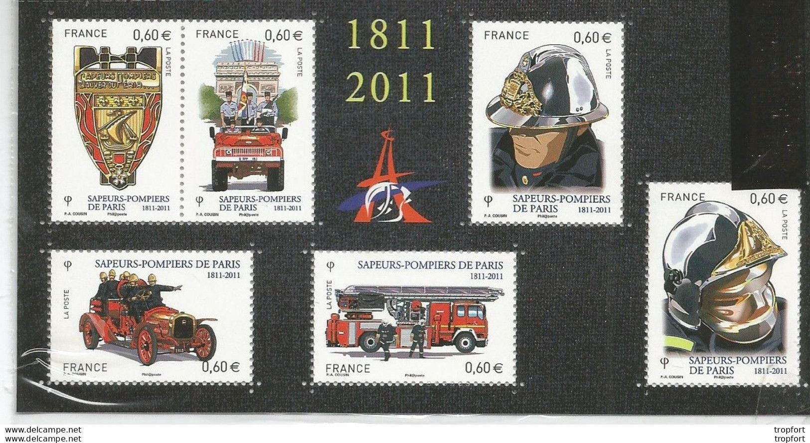 CD / Vintage / Plaquette Sous Blister 10 Timbres NEUFS BI CENTENAIRE SAPEUR POMPIER BSPP Sapeurs-pompiers - Feuerwehr