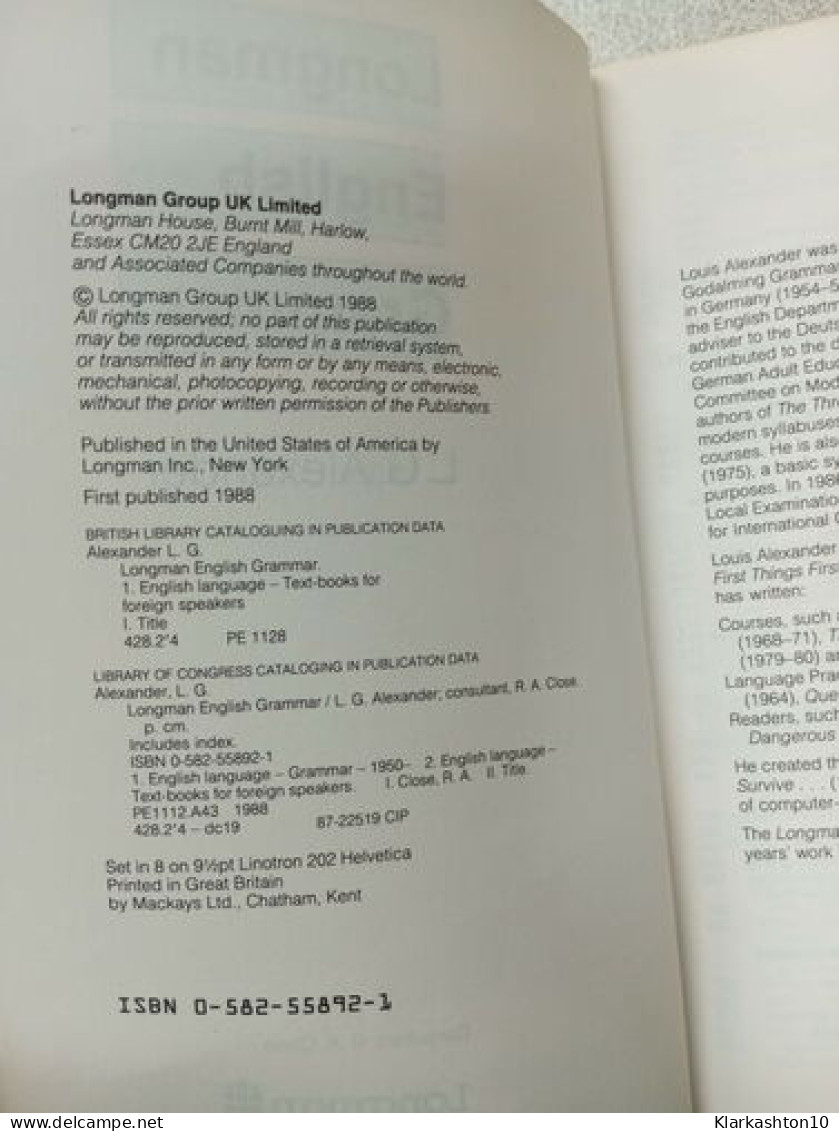 Longman English Grammar (Grammar Reference) - Sonstige & Ohne Zuordnung