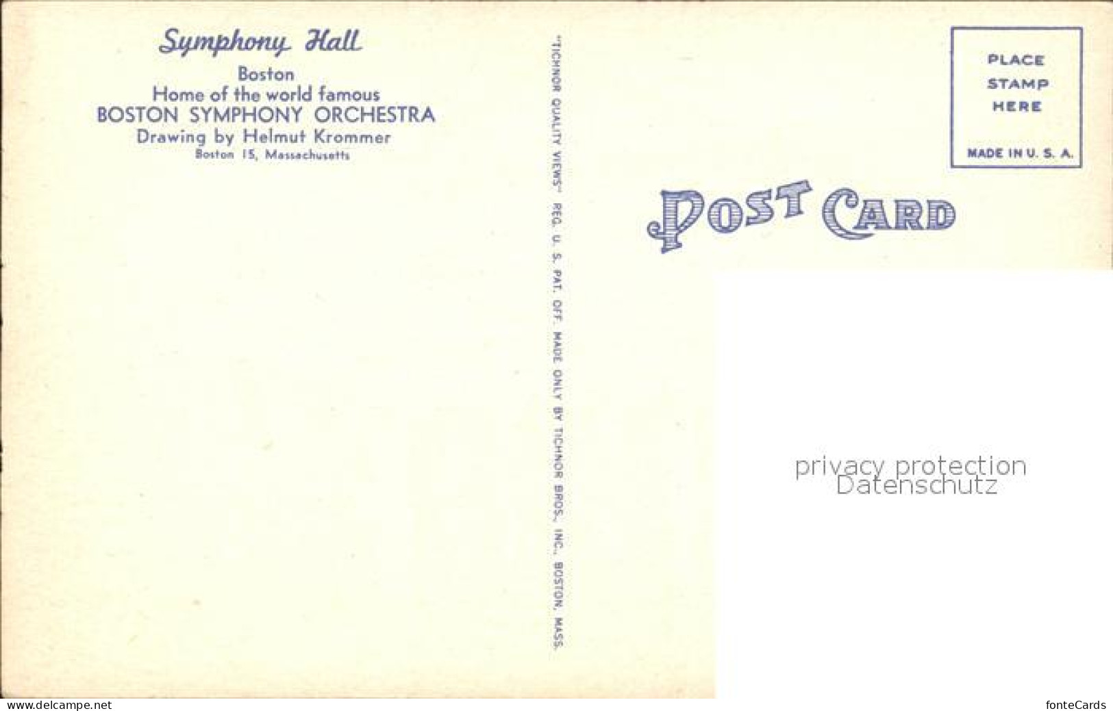 72278755 Boston_Massachusetts Symphony Hall Boston Symphony Orchestra Drawing - Andere & Zonder Classificatie