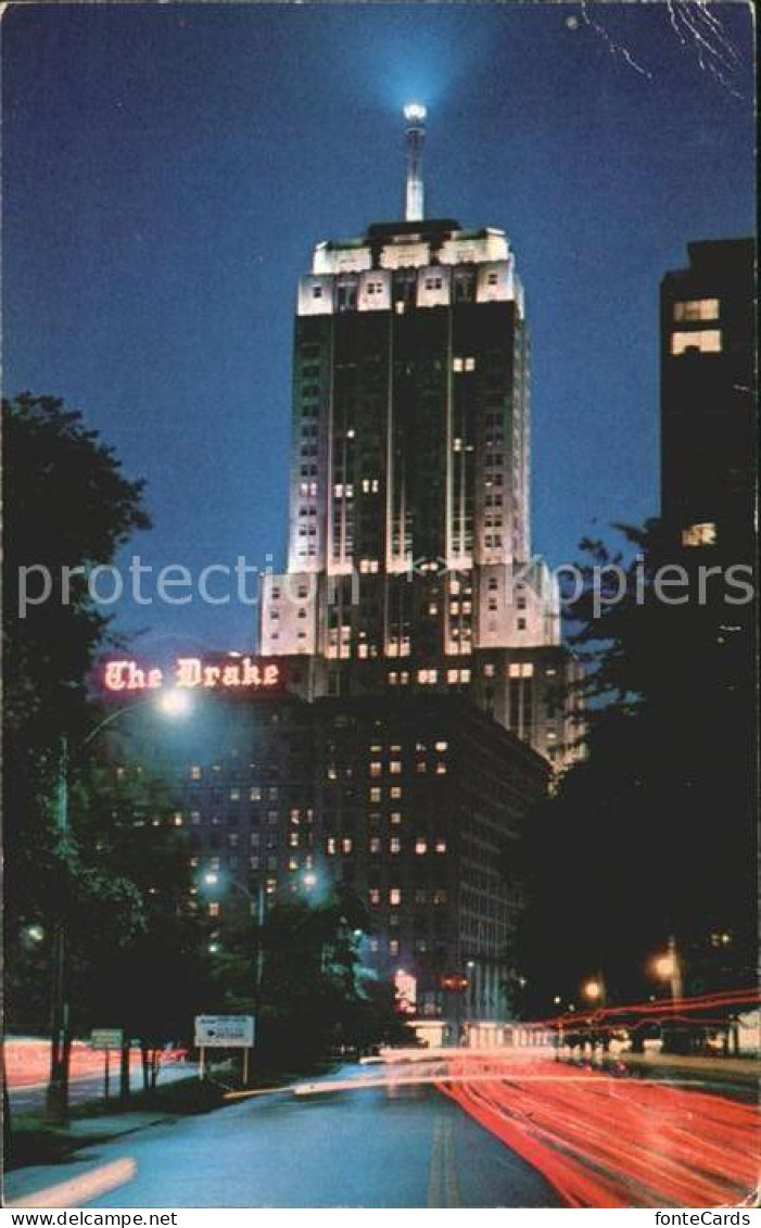 72278254 Chicago_Illinois Drake Hotel And Palmolive Building At Night - Andere & Zonder Classificatie