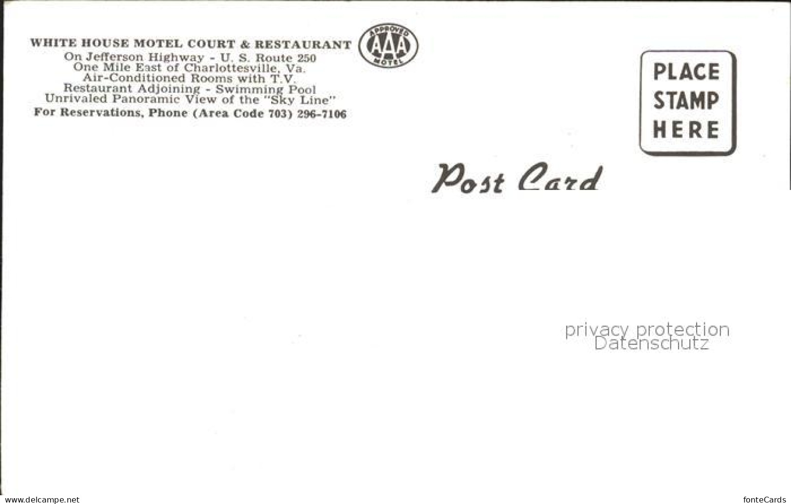 72275228 Charlottesville_Virginia The White House Motel Kuenstlerkarte - Other & Unclassified