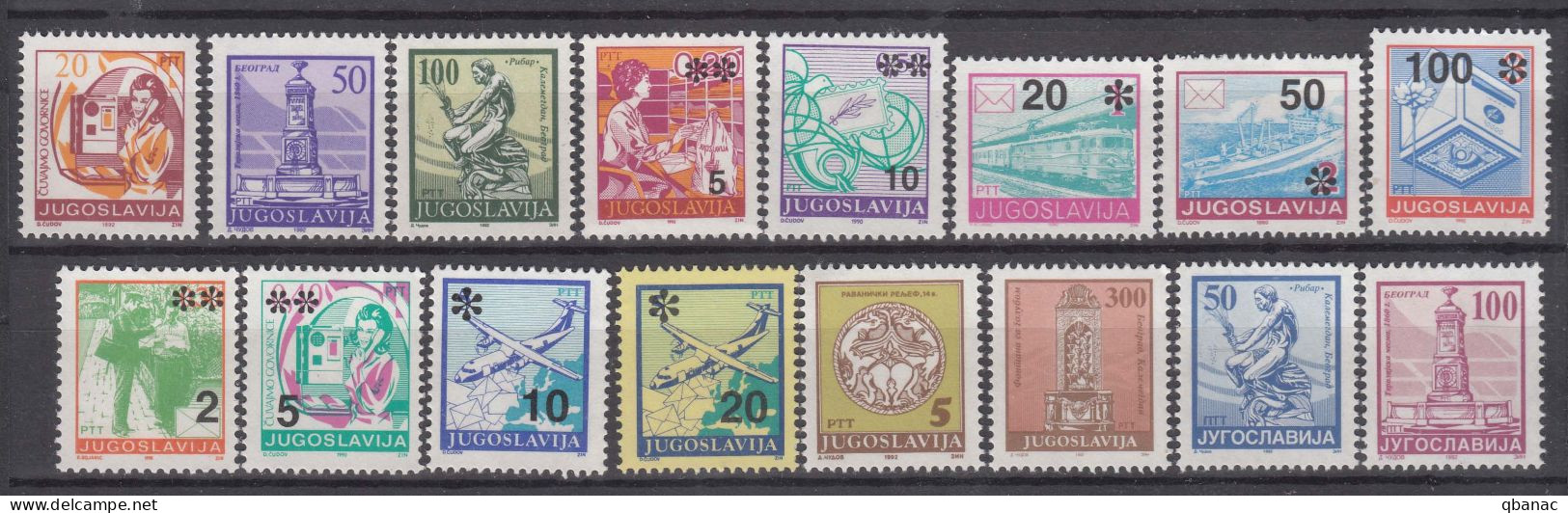 Yugoslavia 1992, Complete Definitive Stamps By Michel Numbers, Mint Never Hinged - Unused Stamps