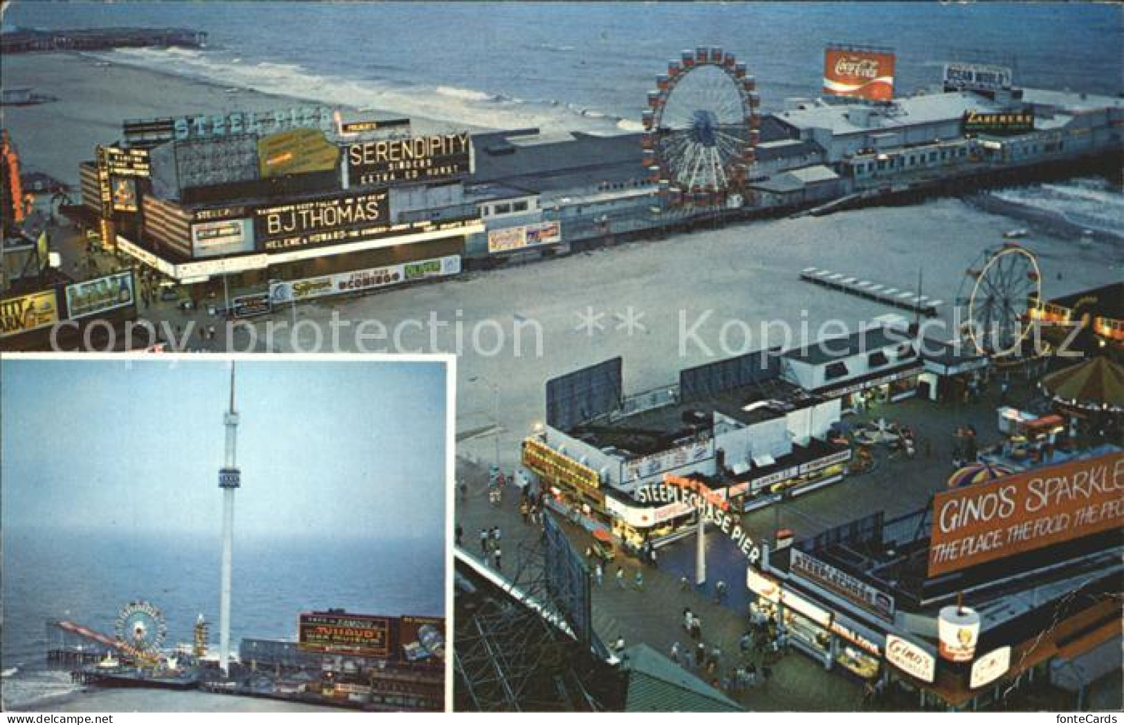 72259479 Atlantic_City_New_Jersey Amusement Piers Night - Sonstige & Ohne Zuordnung