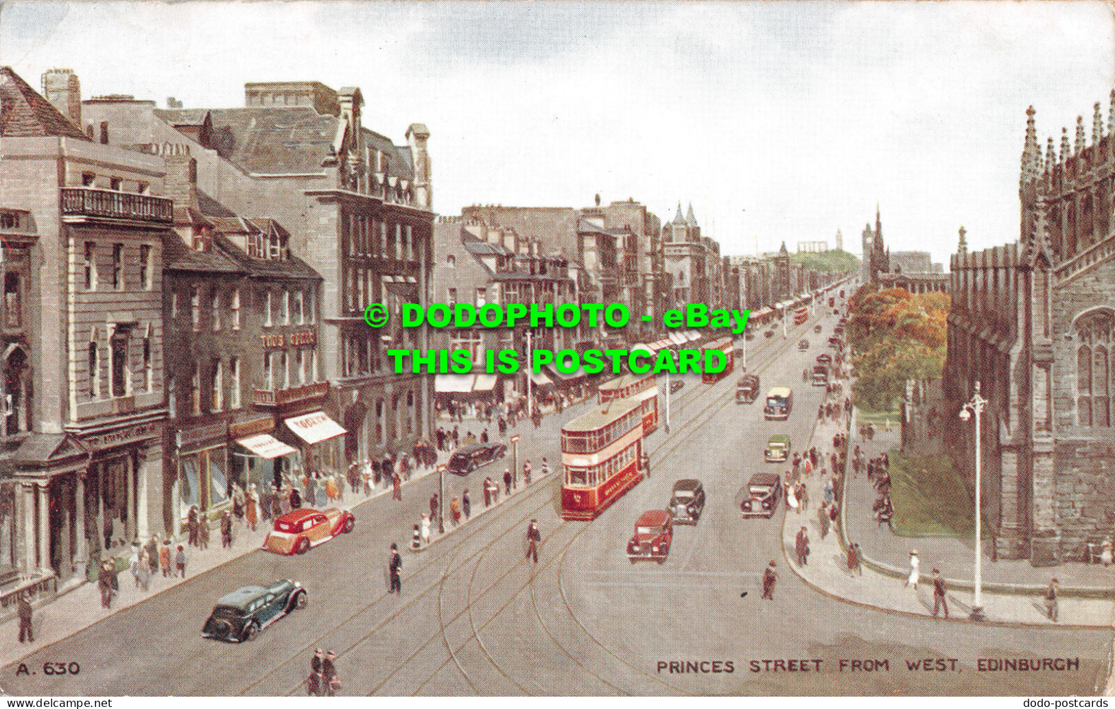 R496235 A. 630. Princes Street From West. Edinburgh. Valentines. Art Colour. 193 - Mondo