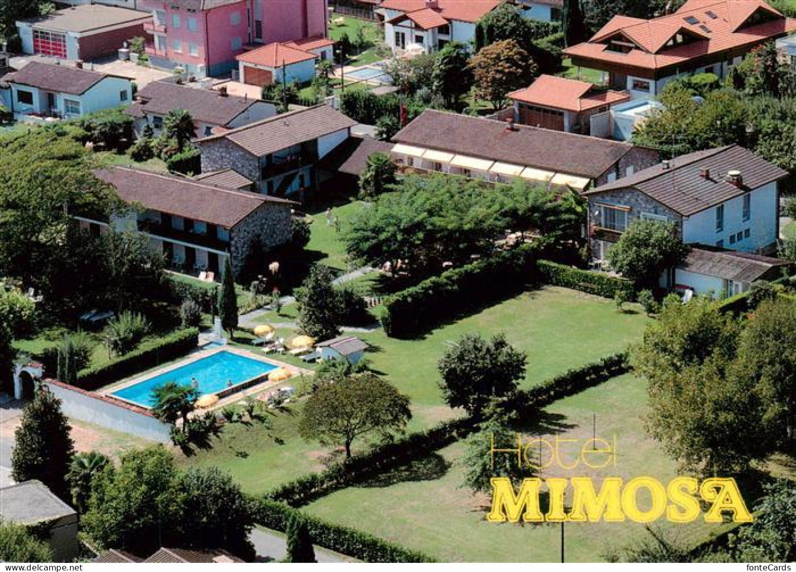 13884683 Caslano TI Hotel Mimosa Fliegeraufnahme  - Autres & Non Classés