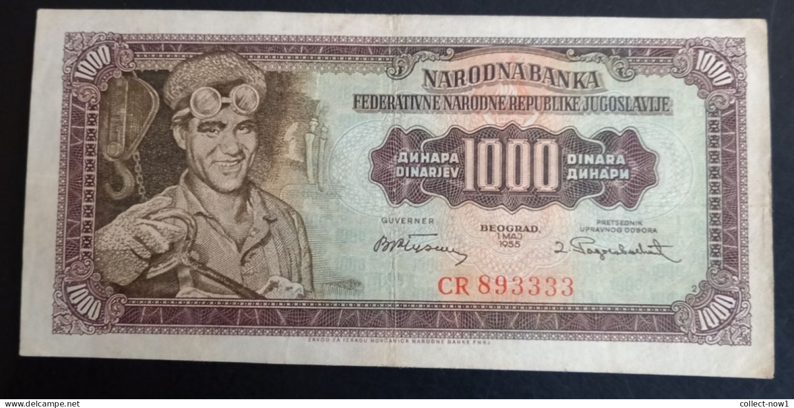 #1      Yugoslavia 1000 Dinara 1955  - With Number 2 - Joegoslavië