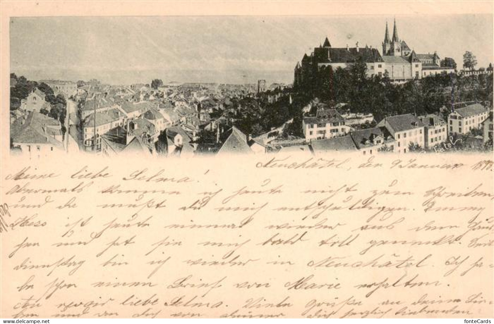 13879064 Neuchatel NE Panorama Mit Schloss Und Kirche Neuchatel NE - Autres & Non Classés